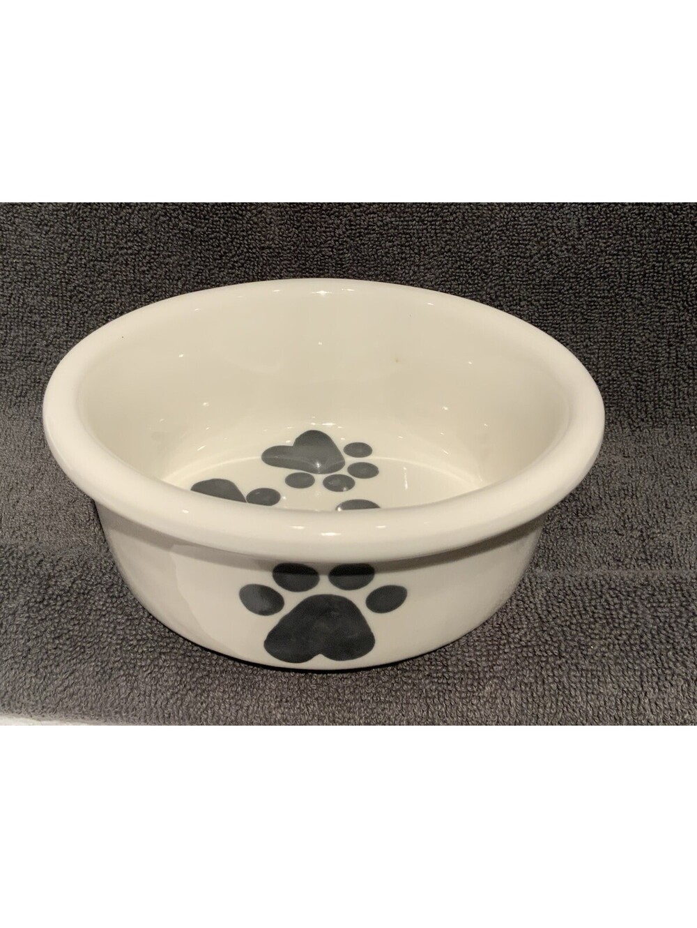Dog Heavy Ceramic Food/Water 6.25”D Bowl with Paw Design